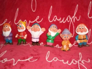 VTG Walt Disney Productions 6 of 7 Dwarfs Rubber Plastic Squeak Hong Kong 5" - Picture 1 of 5