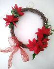 Medium Christmas Door Hoop Wreath (Reusable, Artificial, Faux, Poinsettia)