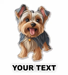 Set of 2 Yorkshire Terrier Yorkie Dog Decal Stickers with Free Custom Text - Picture 1 of 5