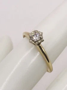 14k Yellow Gold Solitaire Natural Diamond Ring  - Picture 1 of 7