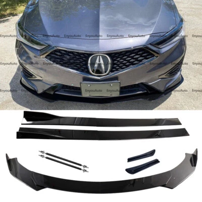 For Acura Integra Front Bumper Lip 86" Side Skirt Rear Bumper Lip Black - Image 1 of 4