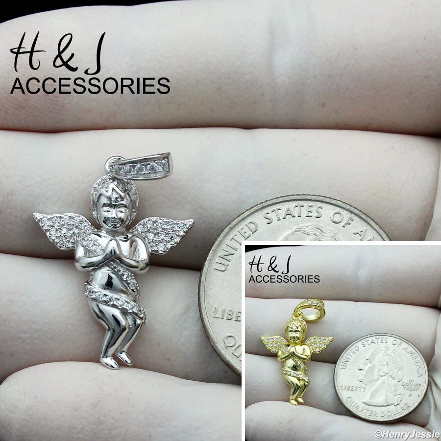 HOMBRE MUJER PLATA ESTERLINA 925 CIRCONITA CÚBICA PEQUEÑO ÁNGEL PLATA/ORO COLGANTE*ASP349 Foto 1 de 1