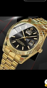 *TOP*Hochwertige Herrenuhr Quarz Wasserdicht Business Sport Gold Schwarz - Bild 1 von 4