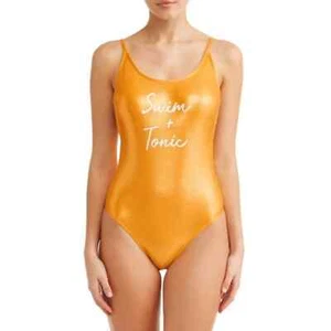 Swim & Tonic Gold Foil One Piece Swimsuit Sz S - Picture 1 of 12