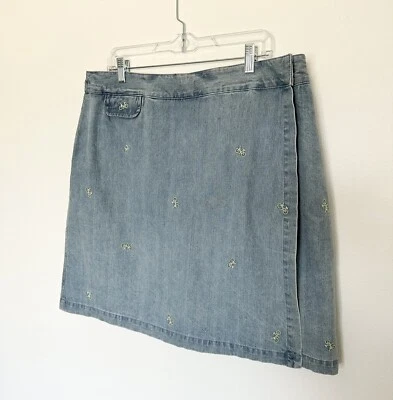 Kate Hill Casual Denim Skort Bordado Bicicletas Jean Skort Talla 16 Primavera Foto 1 de 4