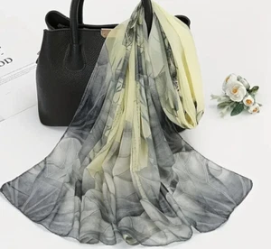 Floral Chiffon Scarf 59x19" Floral Print Hair Shawl Wrap New Free Ship 4555 - Picture 1 of 2