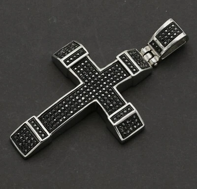 Colgante Cruz Hombre Acero Inoxidable 316 Pavé (Solo Colgante) Foto 1 de 3