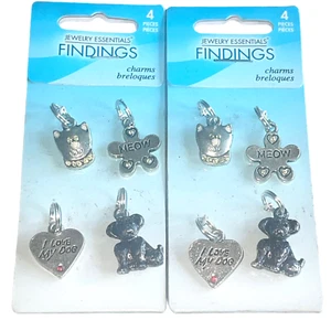 Hund Katze Charm Set Schmuck Essentials Fundstücke Bastelbedarf Miau Liebe meinen Hund 8 Stck. - Bild 1 von 6