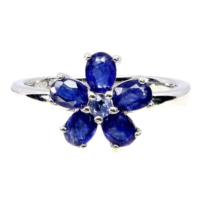 925 Sterling Silver Ring Oval Blue Sapphire 4x3mm Tanzanite Gemstone Jewelry 7 - Image 1 of 4