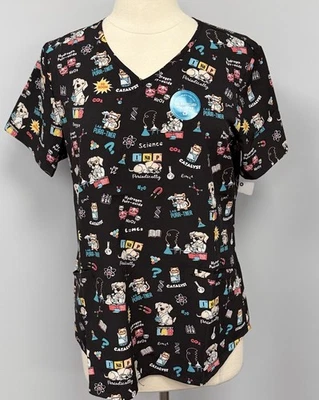 NWT Cherokee Lab Pets Scrub Top L Black Scrubs Cat Dogs Nurse Vet Uniform - Image 1 of 4