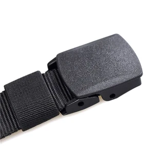 Cinturón Ajustable Hombre Lona Negro Nylon Hombre y Mujer Hebilla Exterior - Imagen 1 de 3