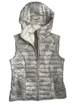 Chaleco de plumón Bogner para mujer mediano 8 chaleco acolchado con capucha gris cristales flamenco cremallera Foto 1 de 4