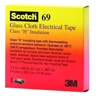 SIM SUPPLY BLOCKED BRAND Glass Cloth Electrical Tape 69, 3/4 in W x 66 ft L, White Pack of 10 3M™