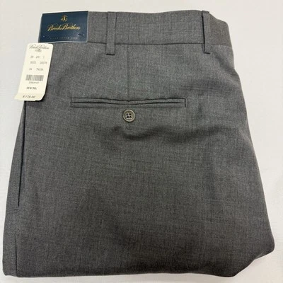 Brooks Brothers Wool Dress Pants Loro Piana 37/38x30 Gray Pleated New NWT $178 - Image 1 of 4