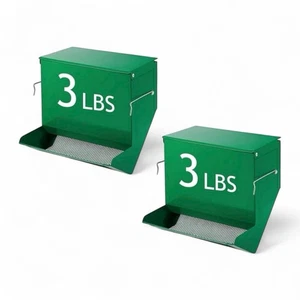 Dispensador de alimentos 2 comederos de metal para conejos de 3 lb con tapa para colgar conejillo de indias verde - Imagen 1 de 8
