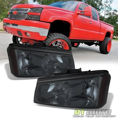 03-06 Chevy Silverado Avalanche Cristal Ahumado Faros Lámparas Izquierda y Derecha Foto 1 de 3