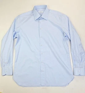 Marol Size 43/17 Mens Blue Long Sleeve Spread Collar Cotton Shirt Made in Italy - Picture 1 of 11