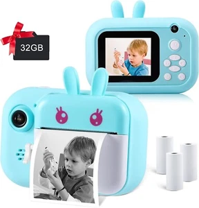 MINIBEAR Kids Instant Camera with Print Paper, 3.0 Inch Color Touch Screen