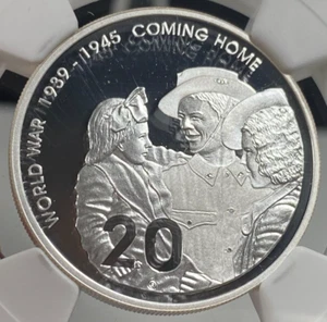 2005 AUSTRALIA SILVER PROOF 20 CENT WORLD WAR II COME HOME NGC PF 69 ULTRA CAMEO - Picture 1 of 8