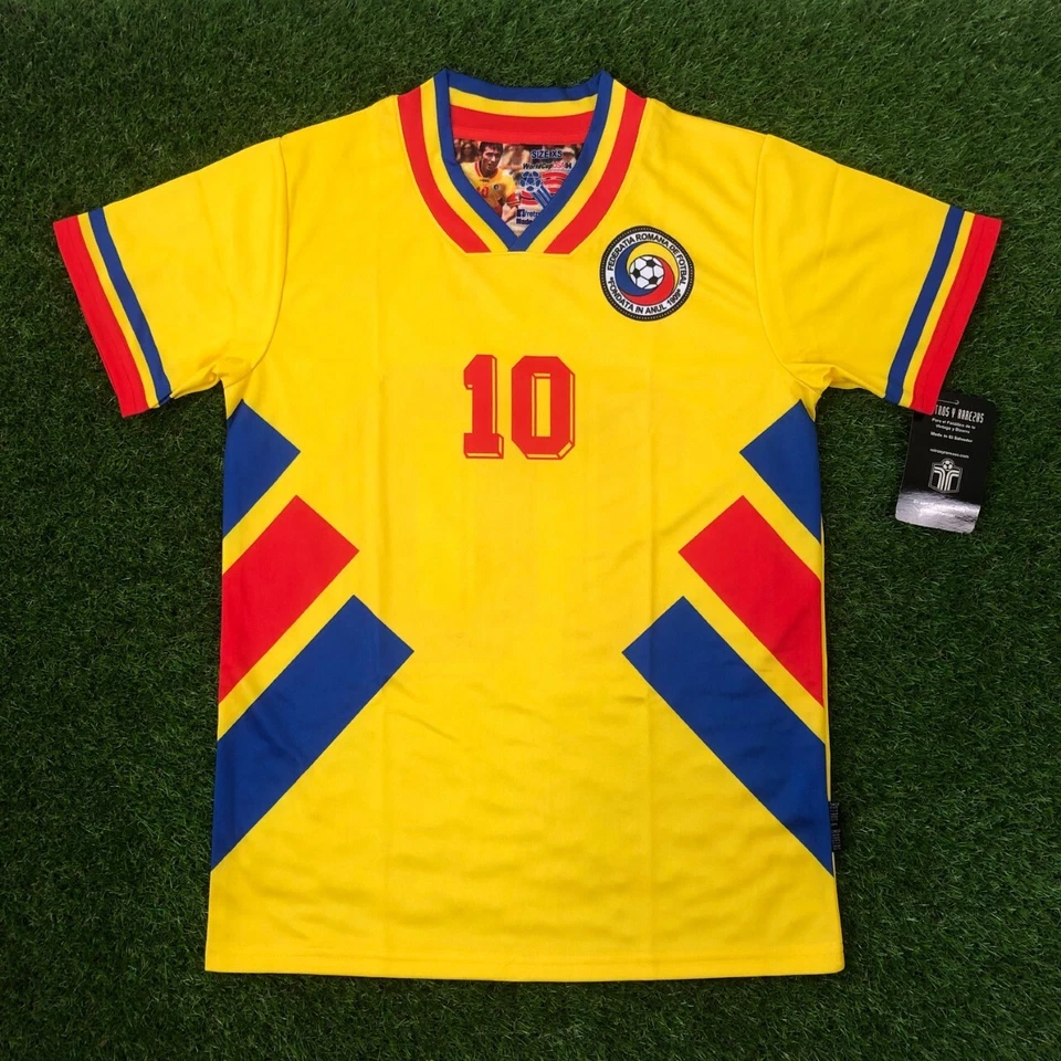 Rumania, Rumania - Camisa Réplica de Fútbol Retro, 1994 Hagi (Tallaje Americano) Foto 1 de 4