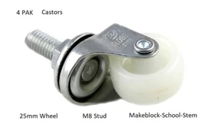 4 Stück * 25 mm Rollenrad * M8 Bolzen 1,25 Teilung * Makeblock * Open Source - Bild 1 von 5