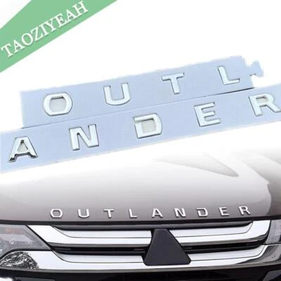 For Mitsubishi Outlander Hood Letter Badge Nameplate Emblem Sport Silver Pre-21 - Image 1 of 4