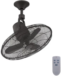 Oscillating Ceiling Fan 22 in. Indoor Outdoor Natural Iron Remote Control NEW - Picture 1 of 3