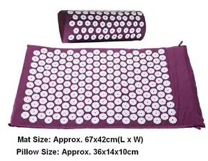 Yoga Massage Bed Mattress Mat Pad + Pillow Relieve Pain Acupressure Cushion Mat - Picture 1 of 25