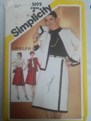 Wrap Skirt Blouse Jacket Bag Clutch 10 Simplicity Sewing Pattern 5193 VTG Adolfo - Image 1 of 4