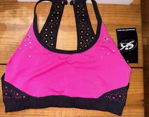 NEW GK Black/Pink Cheerleading Bra Size Adult Large - Picture 1 of 9