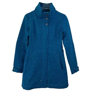 Title Nine Softshell Peacekeeper Long Coat Fleece Lined Women XS Blue - Picture 1 of 18