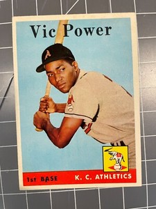 1958 TOPPS #406 VIC POWER KANAS CITY ATHLETICS BASEBALL CARD NM