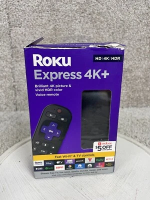 Roku Express Voice Remote HD HDR 4K+ Streaming Player w/ Adapter HDMI & Cables - Image 1 of 4