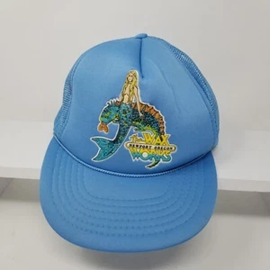 Vintage The Wax Works Newport Oregon Meerjungfrau Schaumstoff Seil Trucker Hut - Bild 1 von 5