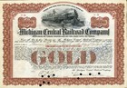 1903 Michigan Central RR $10,000 Złote Obligacje Certyfikat