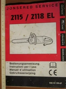 JONSERED 2125/2118 EL ISTRUZIONI MOTOSEGA - Foto 1 di 1