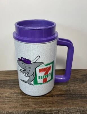 Honolulu Sharks 7-11 Thermos Mug Cup With Lid Hawaii Baseball Team Purple - Image 1 of 4