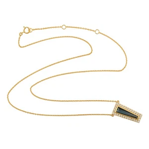 18K Yellow Gold Topaz & Diamond Pendant Necklace Women Fine Jewelry Gift - Picture 1 of 7