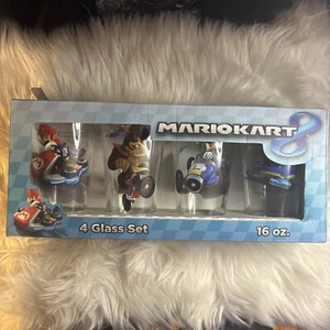 New Super Mario Brothers Mario Kart 8 Set of 4 Glasses Hard to Find - Picture 1 of 3