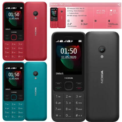 Original Nokia 150 2020 Dual Sim FM MP3 Bluetooth Unlocked GSM 2G Mobile Phone - Image 1 of 4