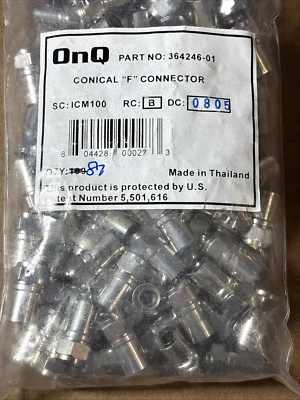 87- Conectores F cónicos OnQ 364246-01, SC: ICM100, RC: B, DC: 0805, paquete abierto Foto 1 de 3