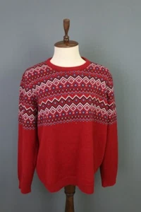 DALE OF NORWAY Red Geometric Wool Fair Isle Knit Ski Sweater Size L - Picture 1 of 15