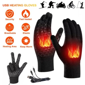 Electric Heated Gloves Rechargeable Battery Hand Warm Windproof Thermal Winter - Picture 1 of 13
