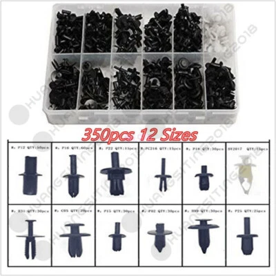 Platstic 350pcs 12 Car Push Pin Rivet Moulding Trim Clip Panel Assorted Foto 1 de 4