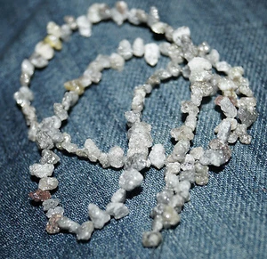 Diamantes Crudos Blanco Natural Sin Cortar Muy Raro Briolettes Ásperos 4x2mm 4" Filamento NR0 - Imagen 1 de 4