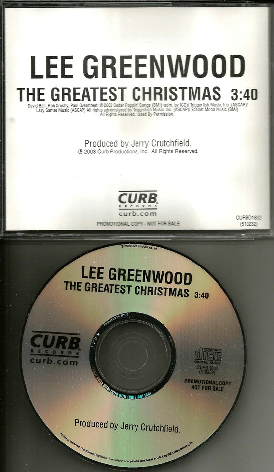 LEE GREENWOOD The Greatest Christmas 2003 USA PROMO Radio DJ CD single MINT - Imagem 1 de 1