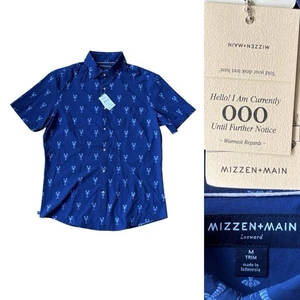 Camicia Mizzen + Main Leeward Trim Fit SS da uomo taglia media in aragosta blu nuova con etichette - Foto 1 di 6