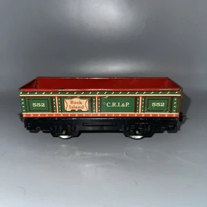 Góndola vintage de preguerra Marx Rock Island vagón de tren de metal # 552 - Imagen 1 de 6