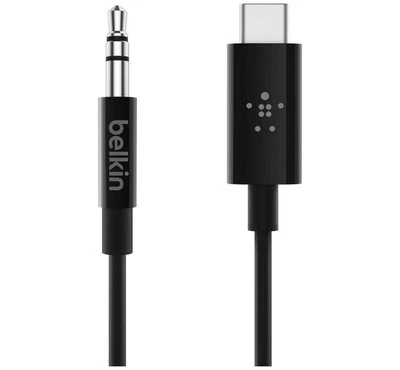 BELKIN ROCKSTAR 3.5MM AUDIO CABLE WITH USB-C TYPE-C CONNECTOR BLACK 3FT - Image 1 of 4