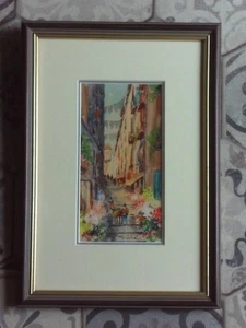 BEAUTIFUL WATERCOLOUR OF THE FLOWER MARKET NAPLES ITALY . M3784 - Picture 1 of 10